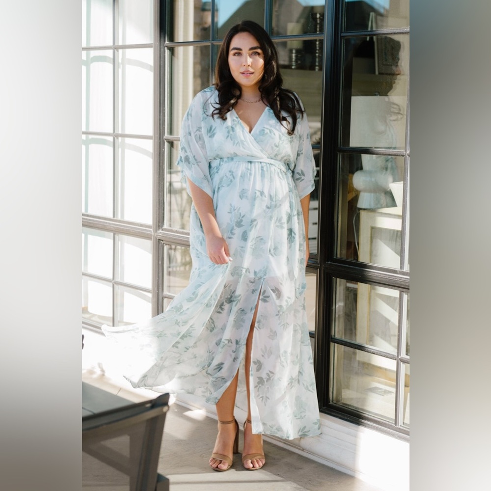 Baltic Born Kia Kimono Maxi Dress in Sage Floral